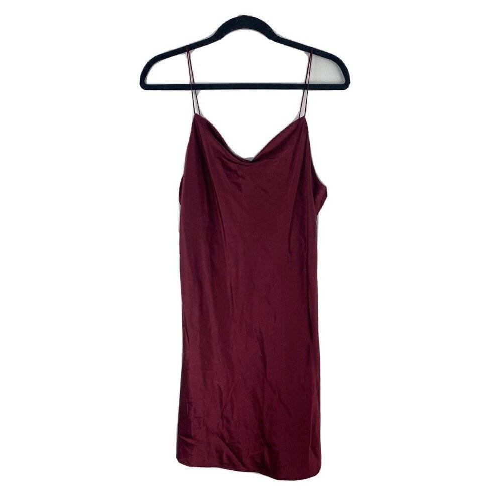 Cami NYC Womens Silk Slip Dress Size M Red Burgundy Maroon Cowl Neck Mini